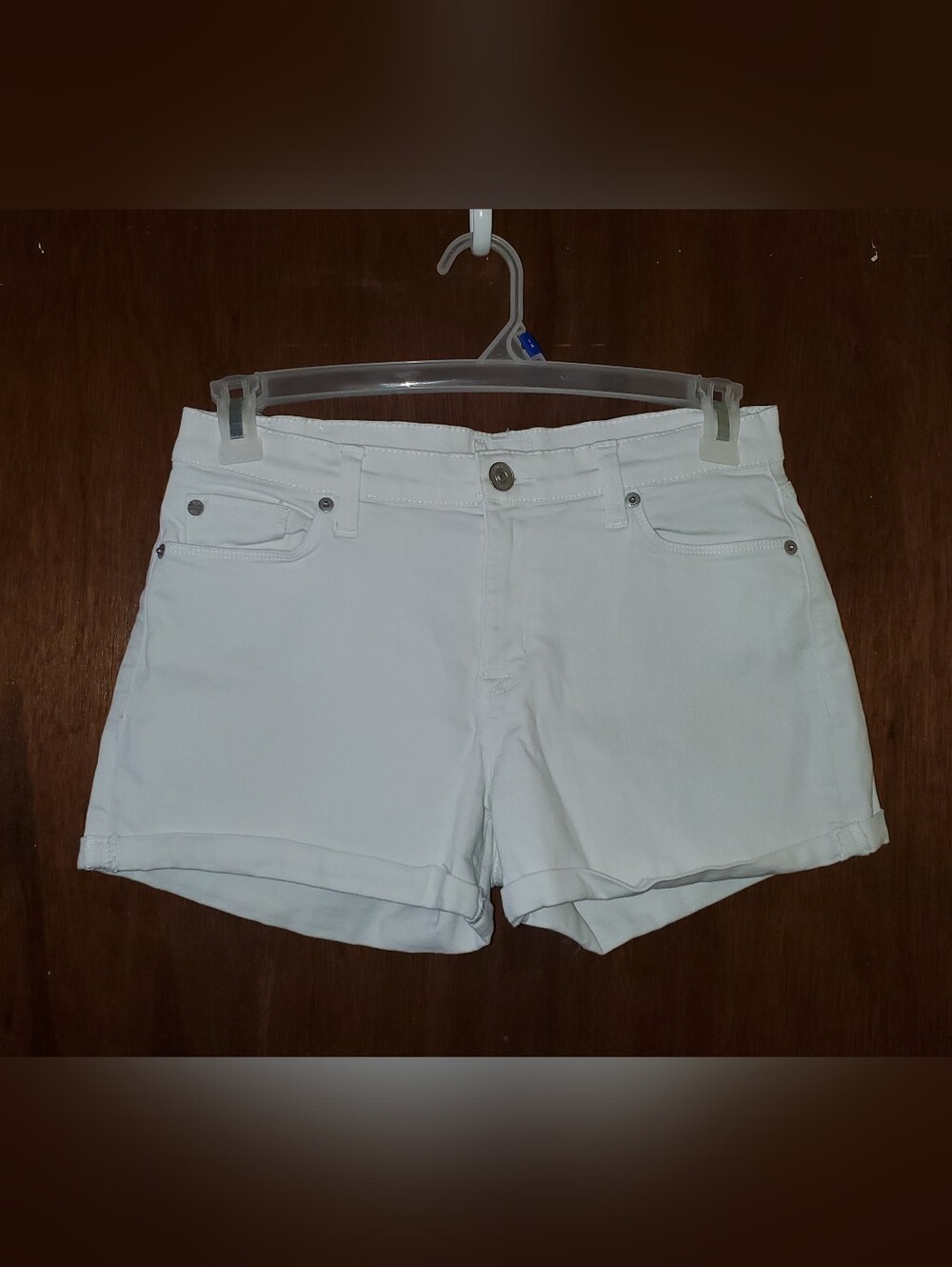 Hudson Jeans Asha White Denim Cuffed Shorts Sz 28